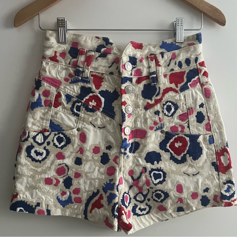 Isabel Marant Cream and Pink High Waist Shorts
